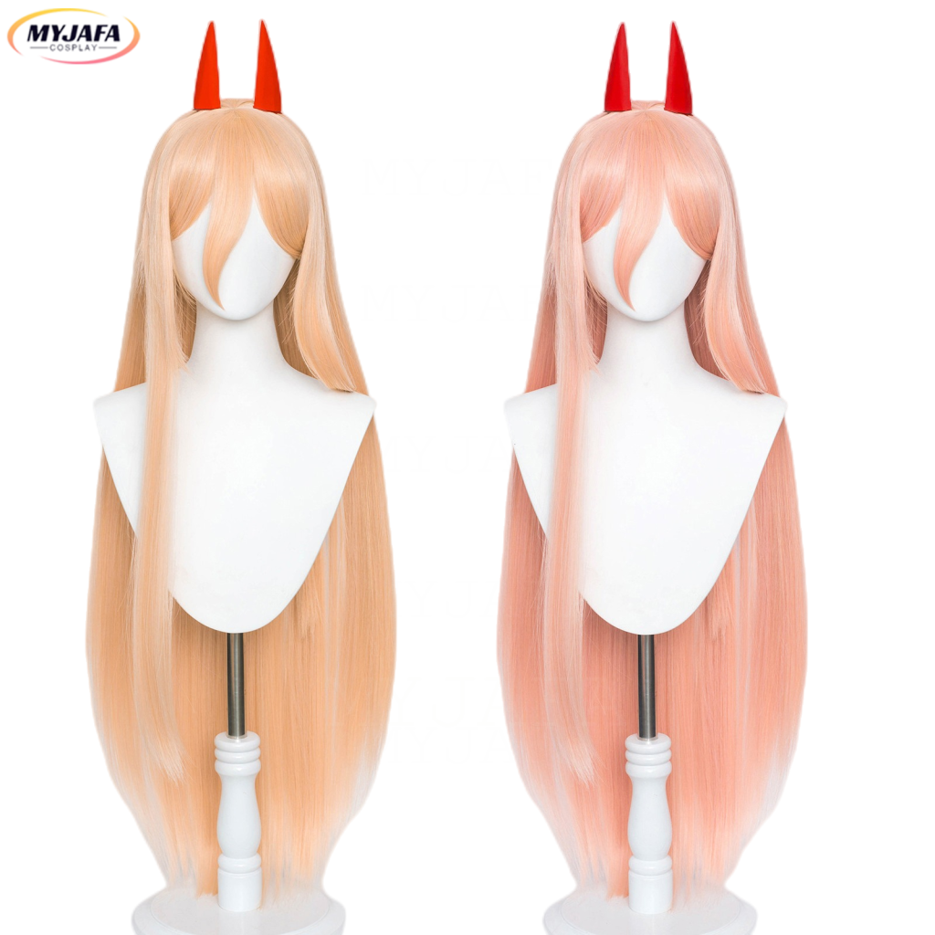 Anime Chainsaw Man Makima Power Cosplay Wig Long Orange Pink Heat Resistant Synthetic Hair Party Role - Chainsaw Man Merchandise