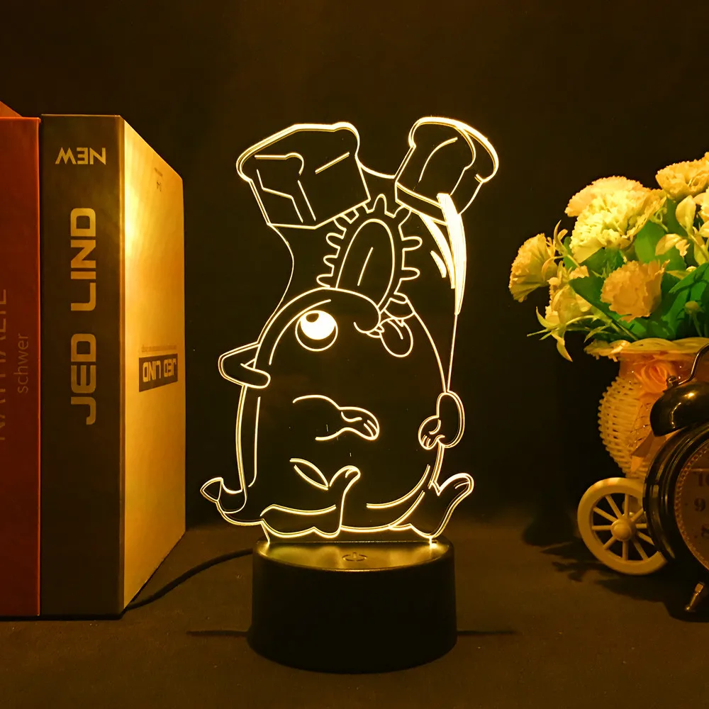 3d Led Lamp Anime Chainsaw Man for Bedroom Decoration Nightlight Kids Birthday Gift Manga Chainsaw Man 5 - Chainsaw Man Merchandise