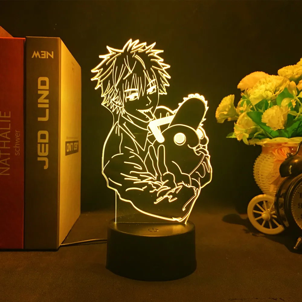 3d Led Lamp Anime Chainsaw Man for Bedroom Decoration Nightlight Kids Birthday Gift Manga Chainsaw Man - Chainsaw Man Merchandise