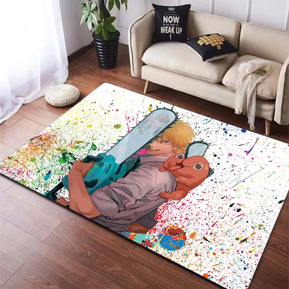 Anime Chainsaw Man Large Carpet Anime Rugs for Bedroom Living Room Fashion Non slip Rug Door 11 - Chainsaw Man Merchandise