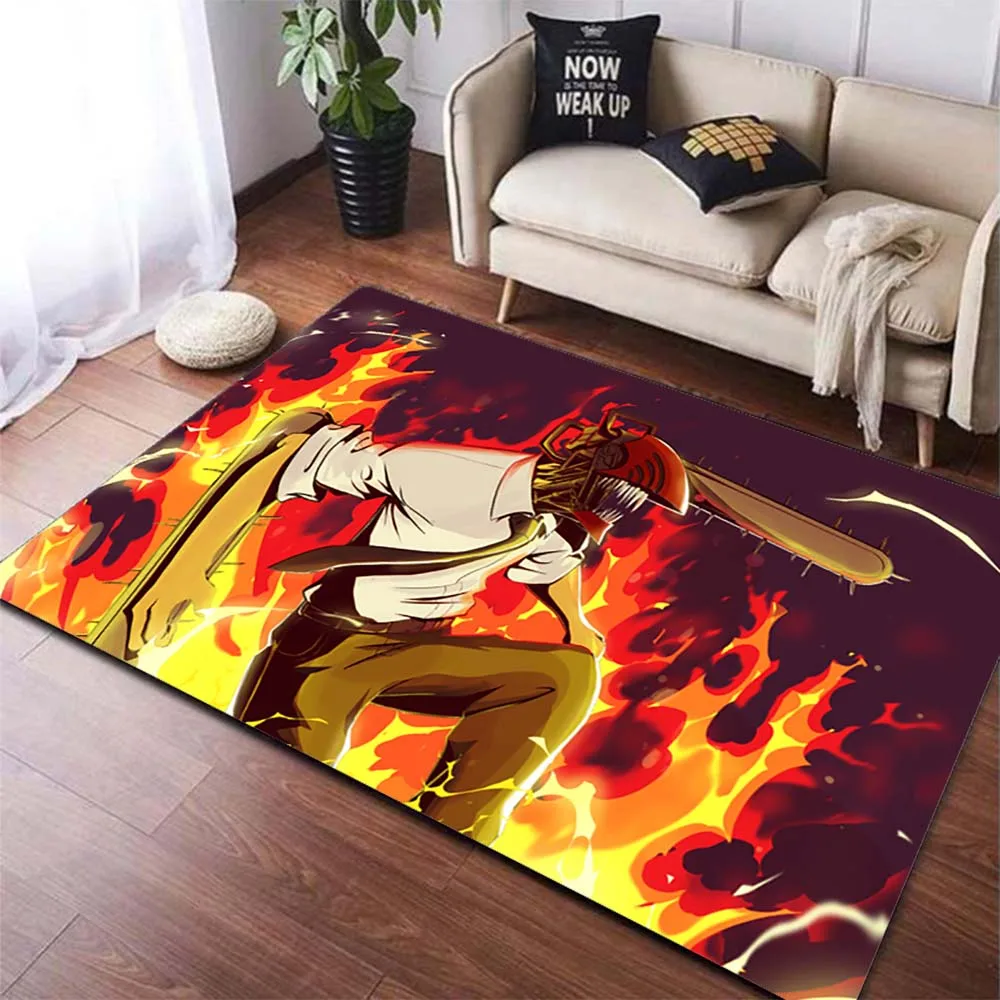 Anime Chainsaw Man Large Carpet Anime Rugs for Bedroom Living Room Fashion Non slip Rug Door 9 - Chainsaw Man Merchandise