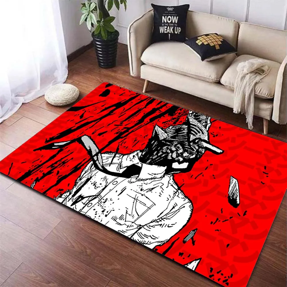 Anime Chainsaw Man Large Carpet Anime Rugs for Bedroom Living Room Fashion Non slip Rug Door - Chainsaw Man Merchandise