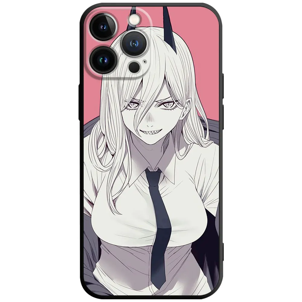 Anime Chainsaw Man Power Soft Silicone Cover Phone Case For iPhone 15 14 13 12 11 10 - Chainsaw Man Merchandise