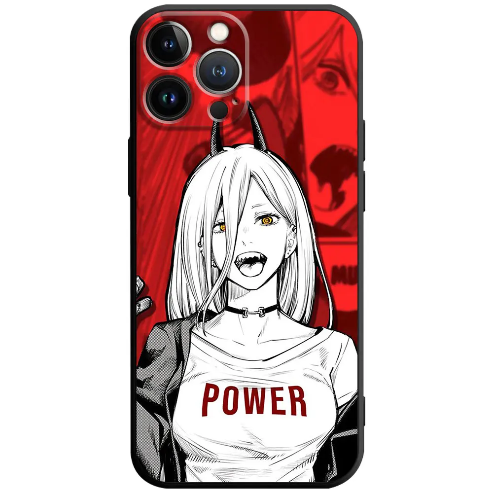 Anime Chainsaw Man Power Soft Silicone Cover Phone Case For iPhone 15 14 13 12 11 5 - Chainsaw Man Merchandise