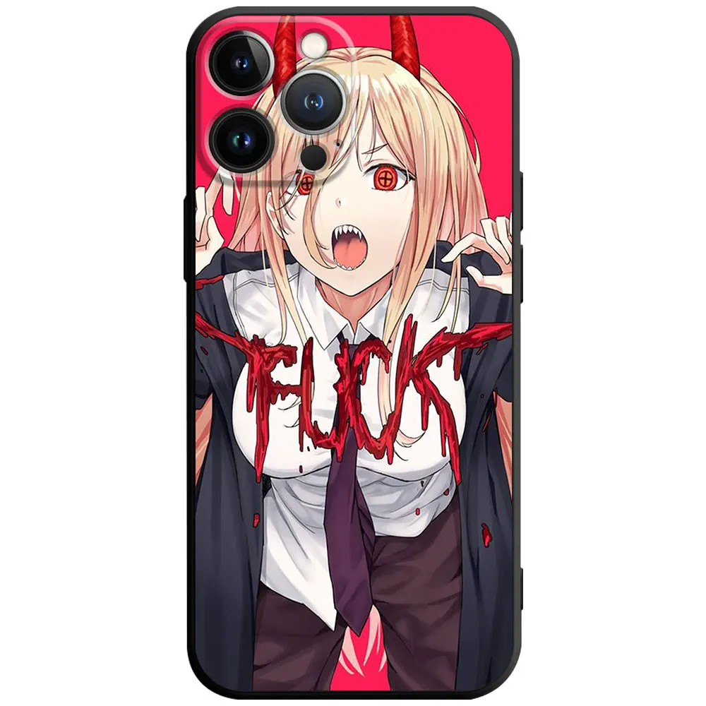 Anime Chainsaw Man Power Soft Silicone Cover Phone Case For iPhone 15 14 13 12 11 7 - Chainsaw Man Merchandise