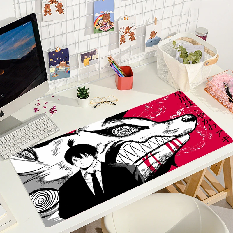 Anime Mouse Pad Gamer Mausepad Large Pc Gaming Accessories Computer Mat Deskmat kawaii Chainsaw Man Mousepad 13 - Chainsaw Man Merchandise