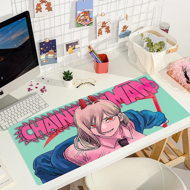 Anime Mouse Pad Gamer Mausepad Large Pc Gaming Accessories Computer Mat Deskmat kawaii Chainsaw Man Mousepad 17 - Chainsaw Man Merchandise