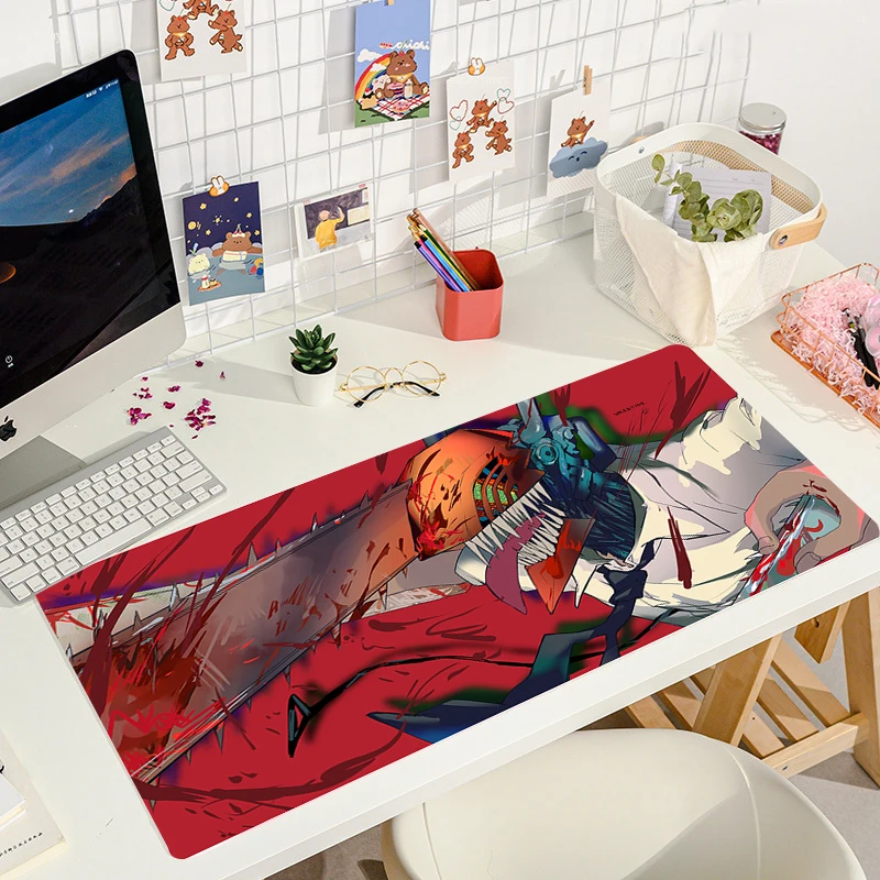 Anime Mouse Pad Gamer Mausepad Large Pc Gaming Accessories Computer Mat Deskmat kawaii Chainsaw Man Mousepad 19 - Chainsaw Man Merchandise