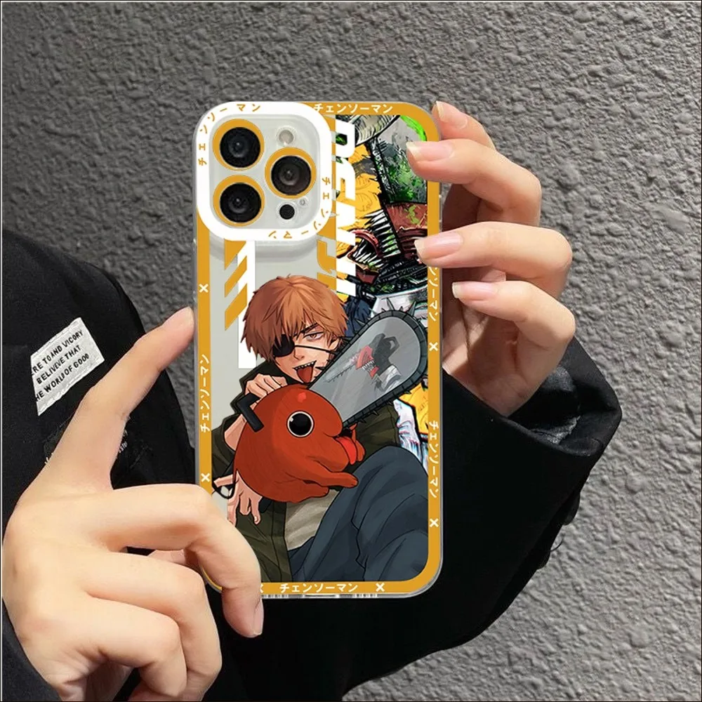 Cartoon Anime Chainsaw Man Phone Case For iPhone 13 14 Pro Max XS XR 12 11 1 - Chainsaw Man Merchandise