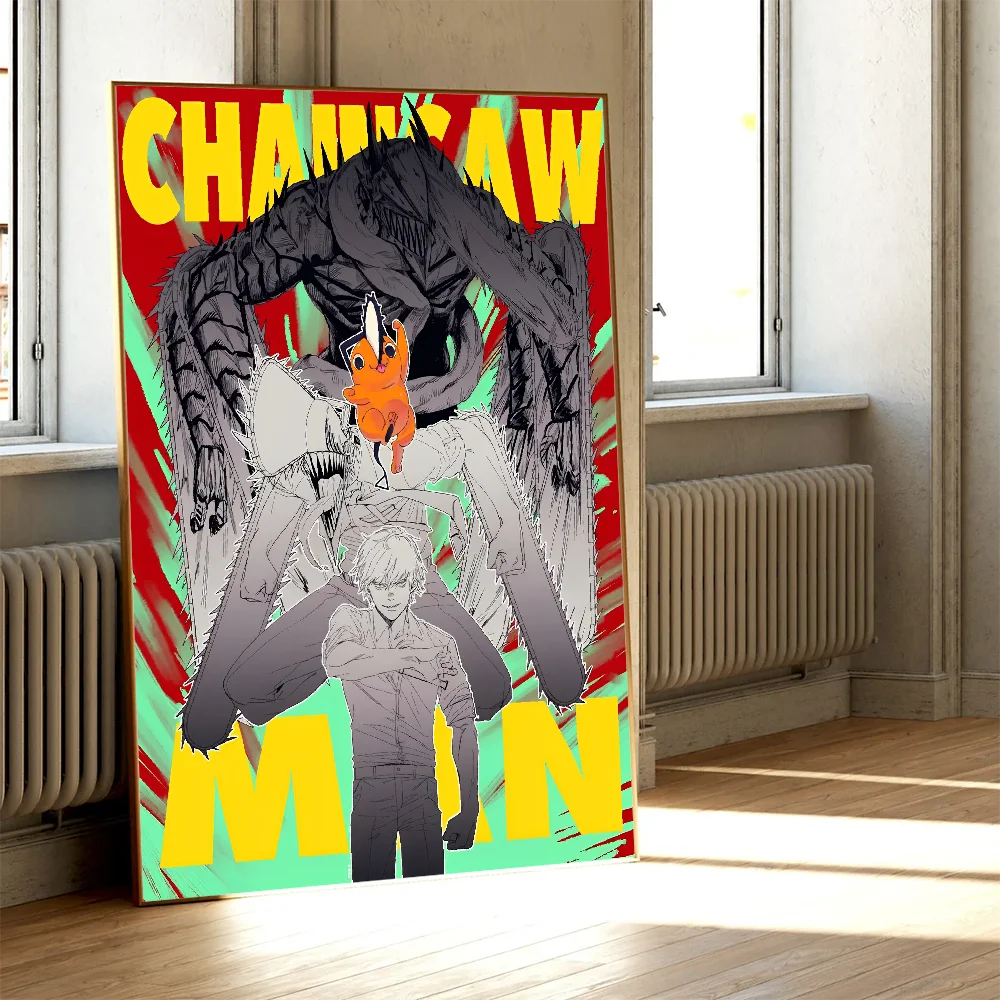 Chainsaw Man Anime Poster Movie Sticky Posters Retro Kraft Paper Sticker DIY Room Bar Cafe Aesthetic - Chainsaw Man Merchandise