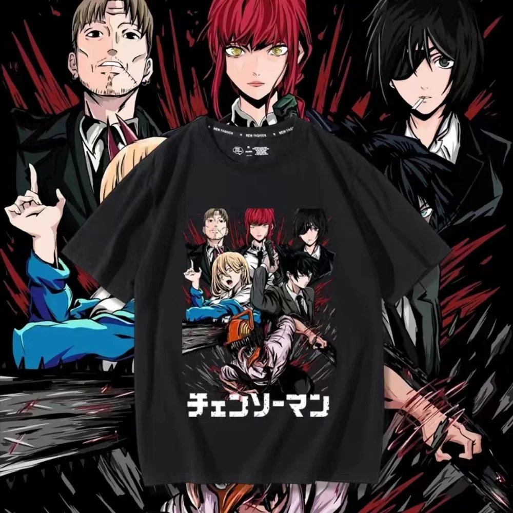 Chainsaw Man Anime T shirt Manga Graphic Print Oversized Cotton Men Short Sleeve Tee Women Top - Chainsaw Man Merchandise