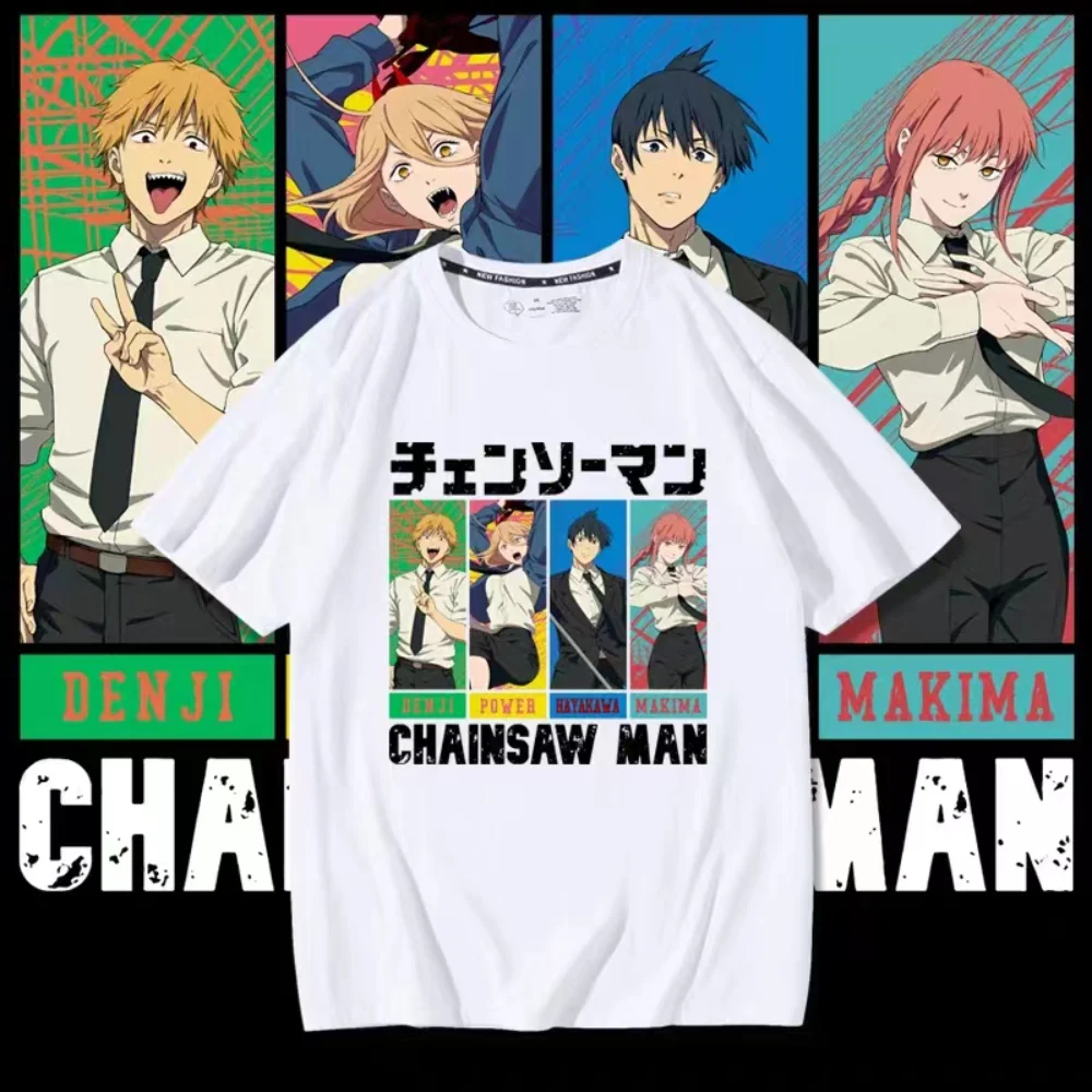 Chainsaw Man Anime T shirt Manga Graphic Printed Oversize Men Cotton Short Sleeve Tee Women Top - Chainsaw Man Merchandise