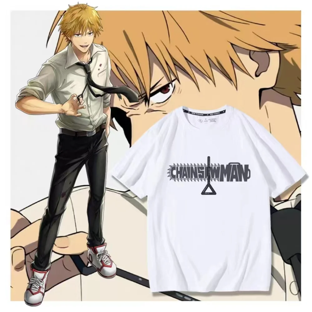 Chainsaw Man Anime T shirt Oversized Men Cotton Short Sleeve Tee Women Top Manga Graphic Print - Chainsaw Man Merchandise