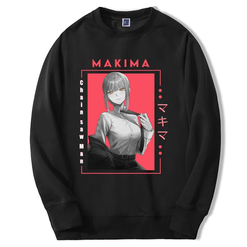 Chainsaw Man Hoodie Print Hentai Anime Makima Tracksuit Hip Hop Harajuku Casual Sweatshirts Fleece Bodywarm Clothes - Chainsaw Man Merchandise