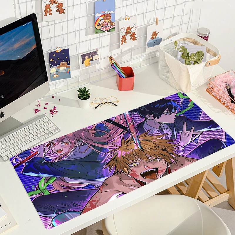 Chainsaw Man Mouse Pad Anime Art Game Mousepad Gamer Rubber Computer Accessories Large Gaming Mouse Mat 14 - Chainsaw Man Merchandise