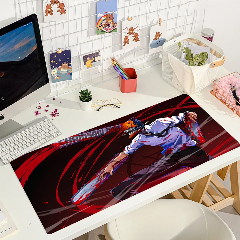 Chainsaw Man Mouse Pad Anime Art Game Mousepad Gamer Rubber Computer Accessories Large Gaming Mouse Mat 8 - Chainsaw Man Merchandise