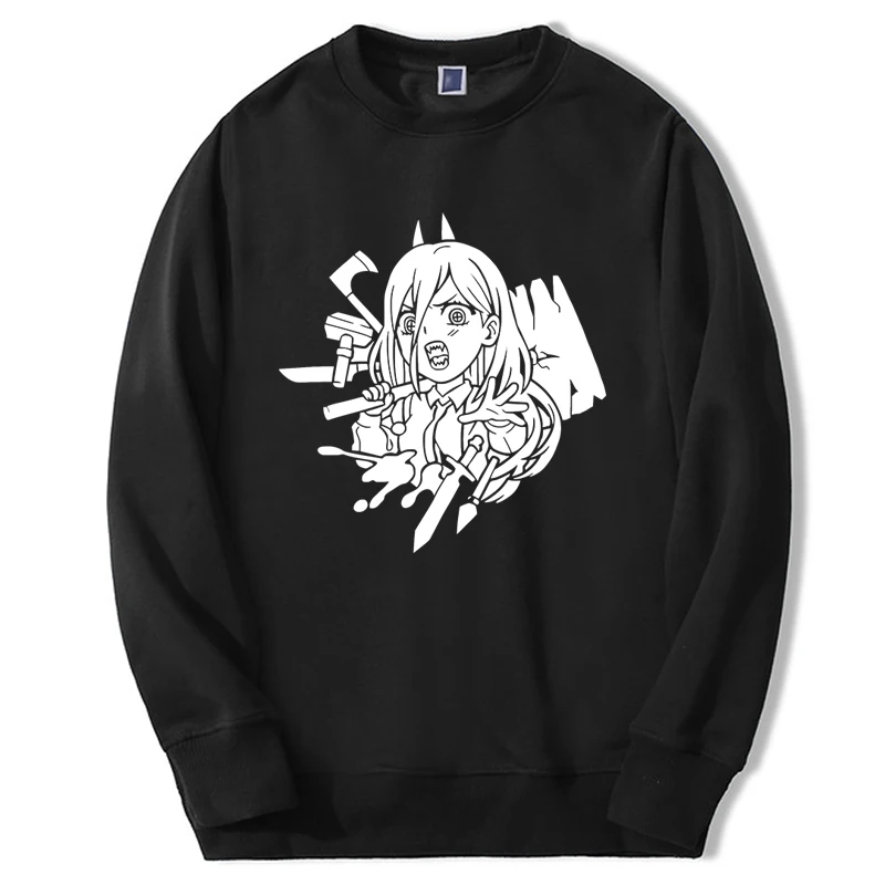 Chainsaw Man Power Sweatshirt Print Kawaii Hot Anime Girl Graphic Hoodie Streetwear Unisex Harajuku Round Neck - Chainsaw Man Merchandise