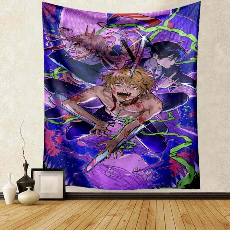 Home Decoration Chainsaw Man Anime Tapestry Wall Art Hanging Japanese Manga Demon Boho Room Decor Large 10 - Chainsaw Man Merchandise