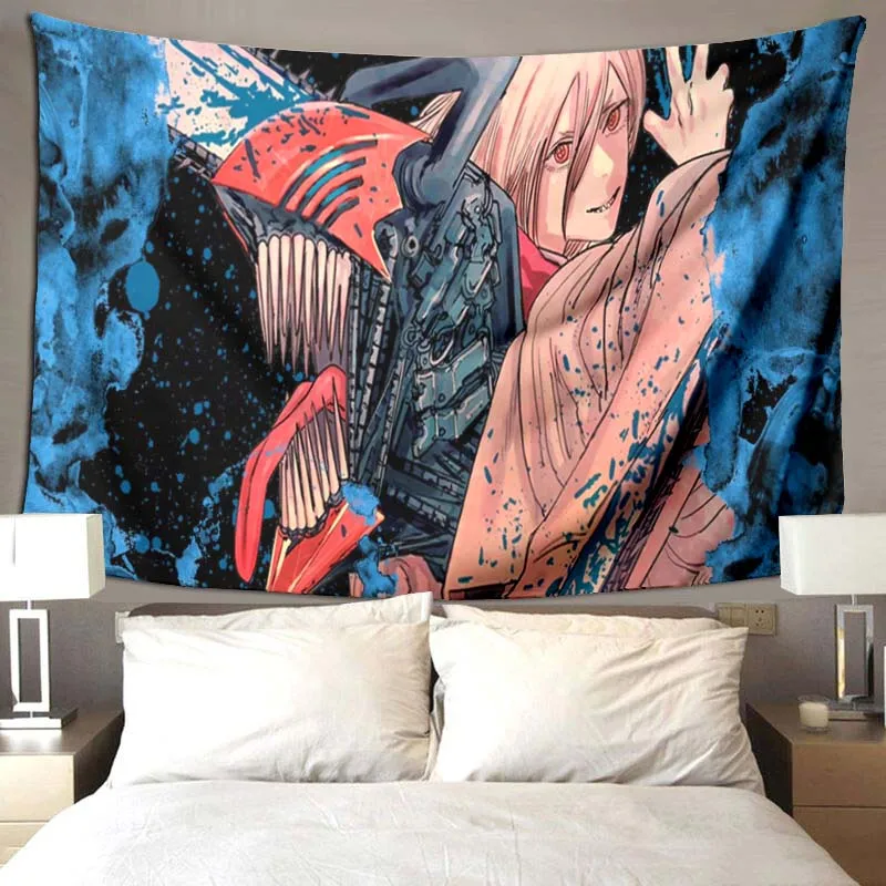 Home Decoration Chainsaw Man Anime Tapestry Wall Art Hanging Japanese Manga Demon Boho Room Decor Large 16 - Chainsaw Man Merchandise