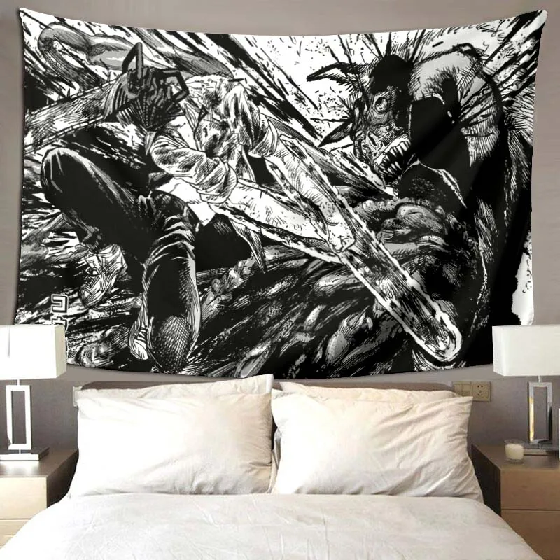 Home Decoration Chainsaw Man Anime Tapestry Wall Art Hanging Japanese Manga Demon Boho Room Decor Large 19 - Chainsaw Man Merchandise