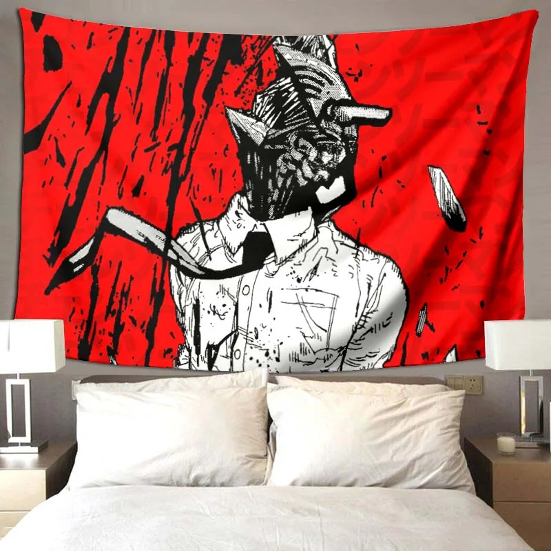 Home Decoration Chainsaw Man Anime Tapestry Wall Art Hanging Japanese Manga Demon Boho Room Decor Large 21 - Chainsaw Man Merchandise