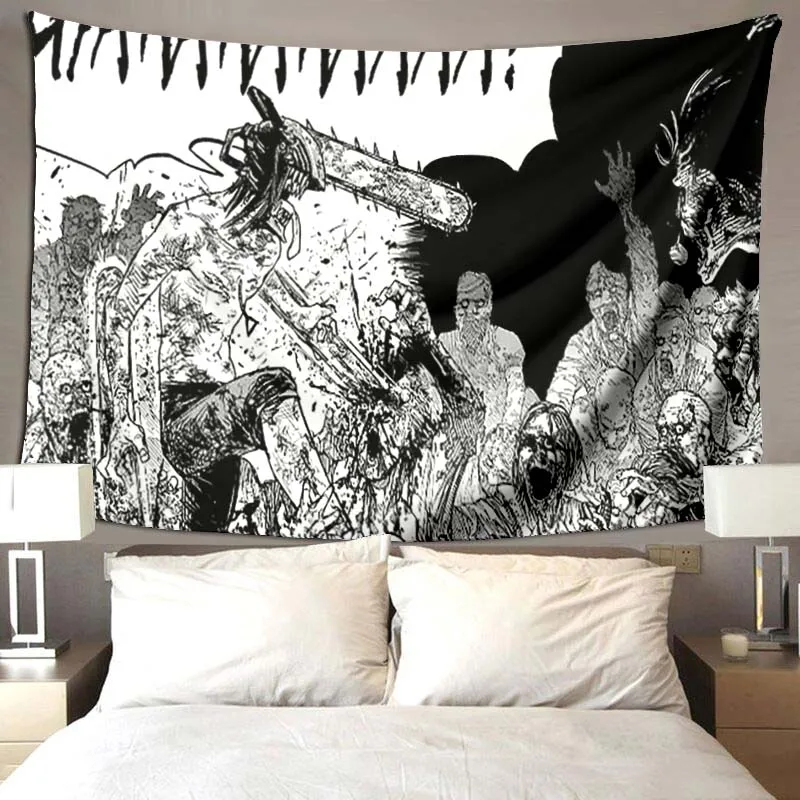 Home Decoration Chainsaw Man Anime Tapestry Wall Art Hanging Japanese Manga Demon Boho Room Decor Large 22 - Chainsaw Man Merchandise