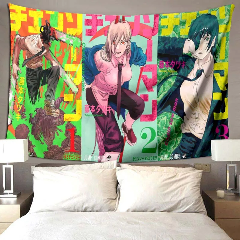 Home Decoration Chainsaw Man Anime Tapestry Wall Art Hanging Japanese Manga Demon Boho Room Decor Large 6 - Chainsaw Man Merchandise