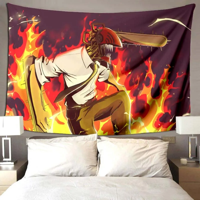 Home Decoration Chainsaw Man Anime Tapestry Wall Art Hanging Japanese Manga Demon Boho Room Decor Large 8 - Chainsaw Man Merchandise