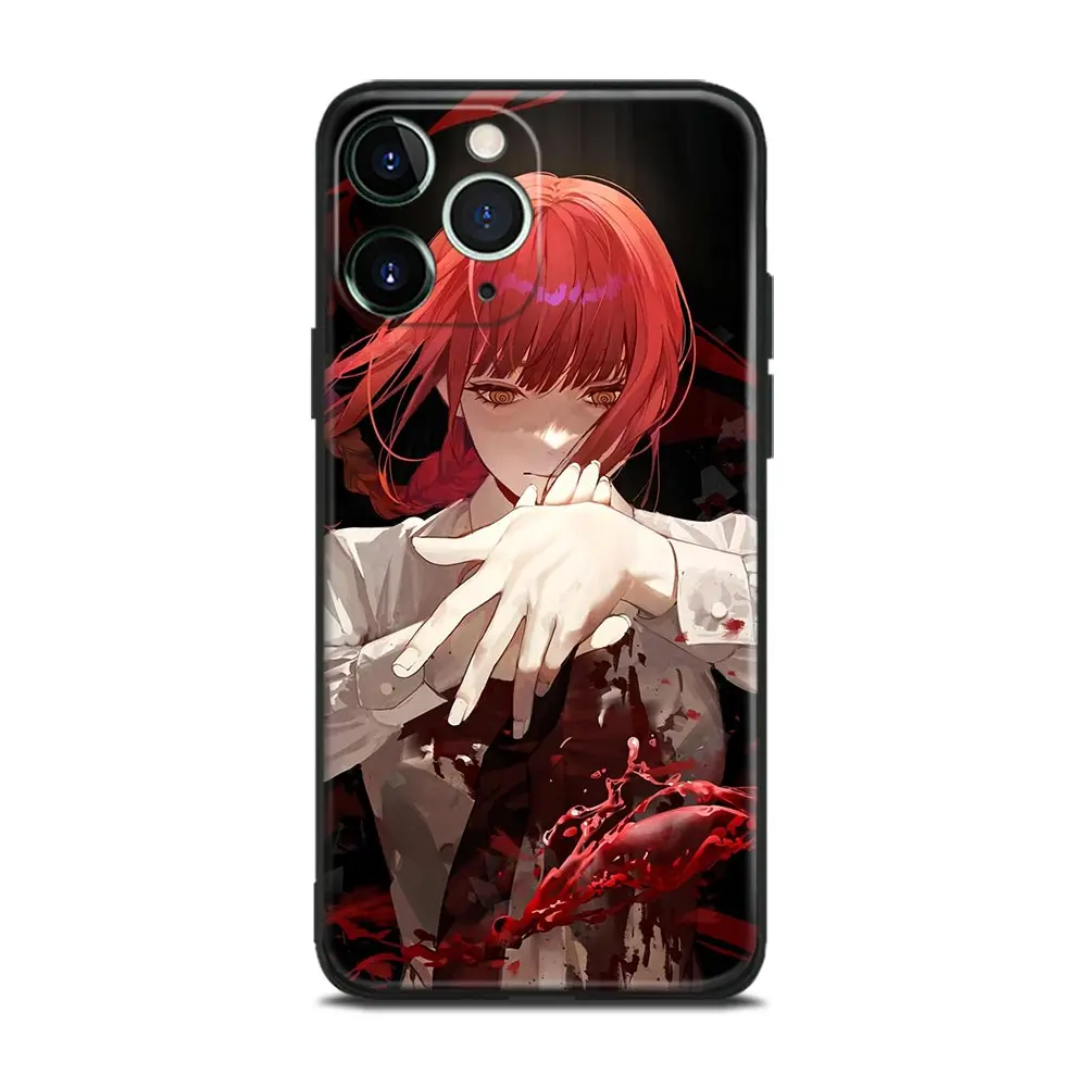 Makima Chainsaw Man Japanese Anime Soft TPU Glass Phone Case for IPhone 6s 7 8 14 5 - Chainsaw Man Merchandise