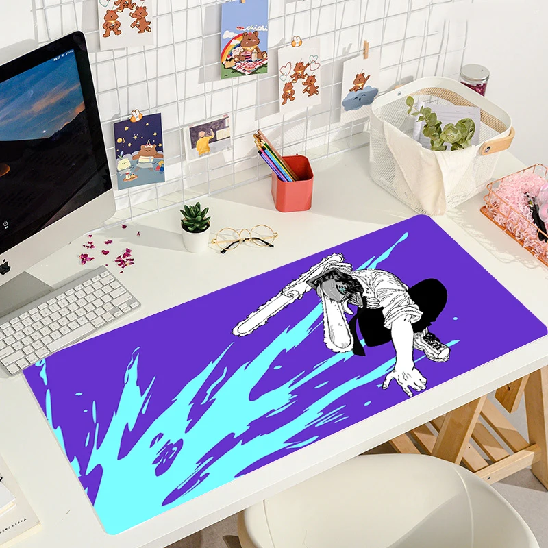 Mouse Pad Kawaii Chainsaw Man Large Mat Gaming Mousepad Compute Mouse Gamer Stitching Desk Mat XXL 1 - Chainsaw Man Merchandise