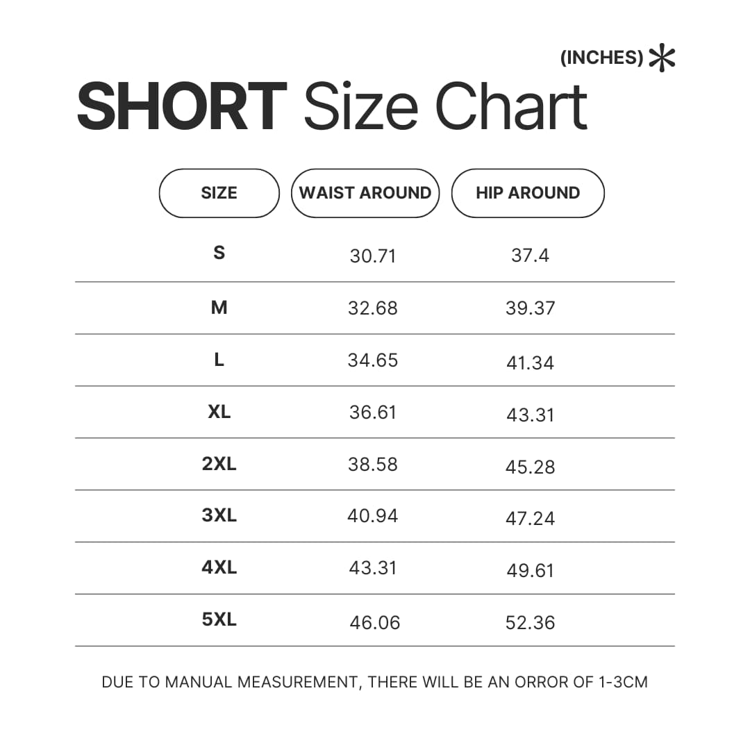 Short Size Chart 1 - Chainsaw Man Merchandise
