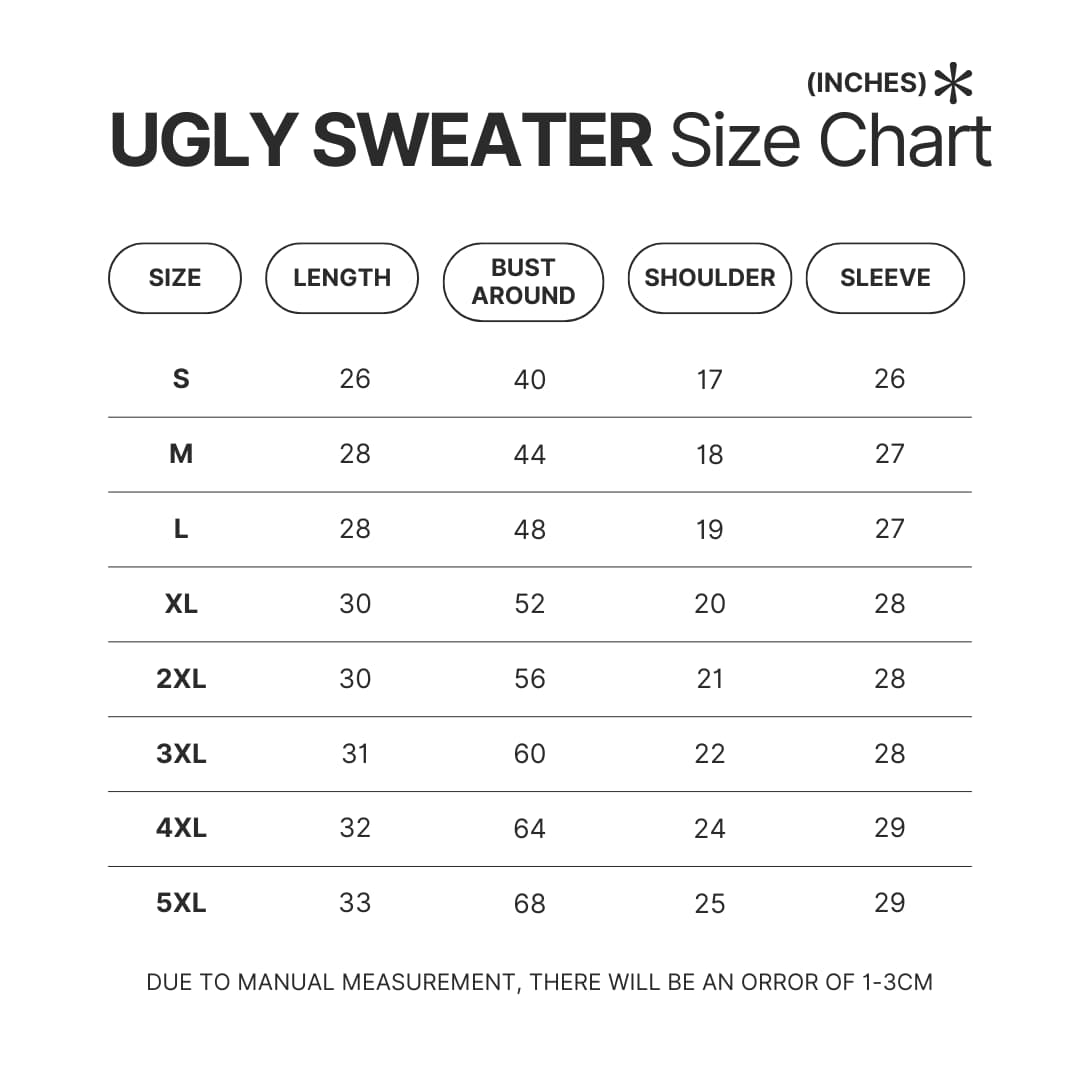 Ugly Sweater Size Chart - Chainsaw Man Merchandise