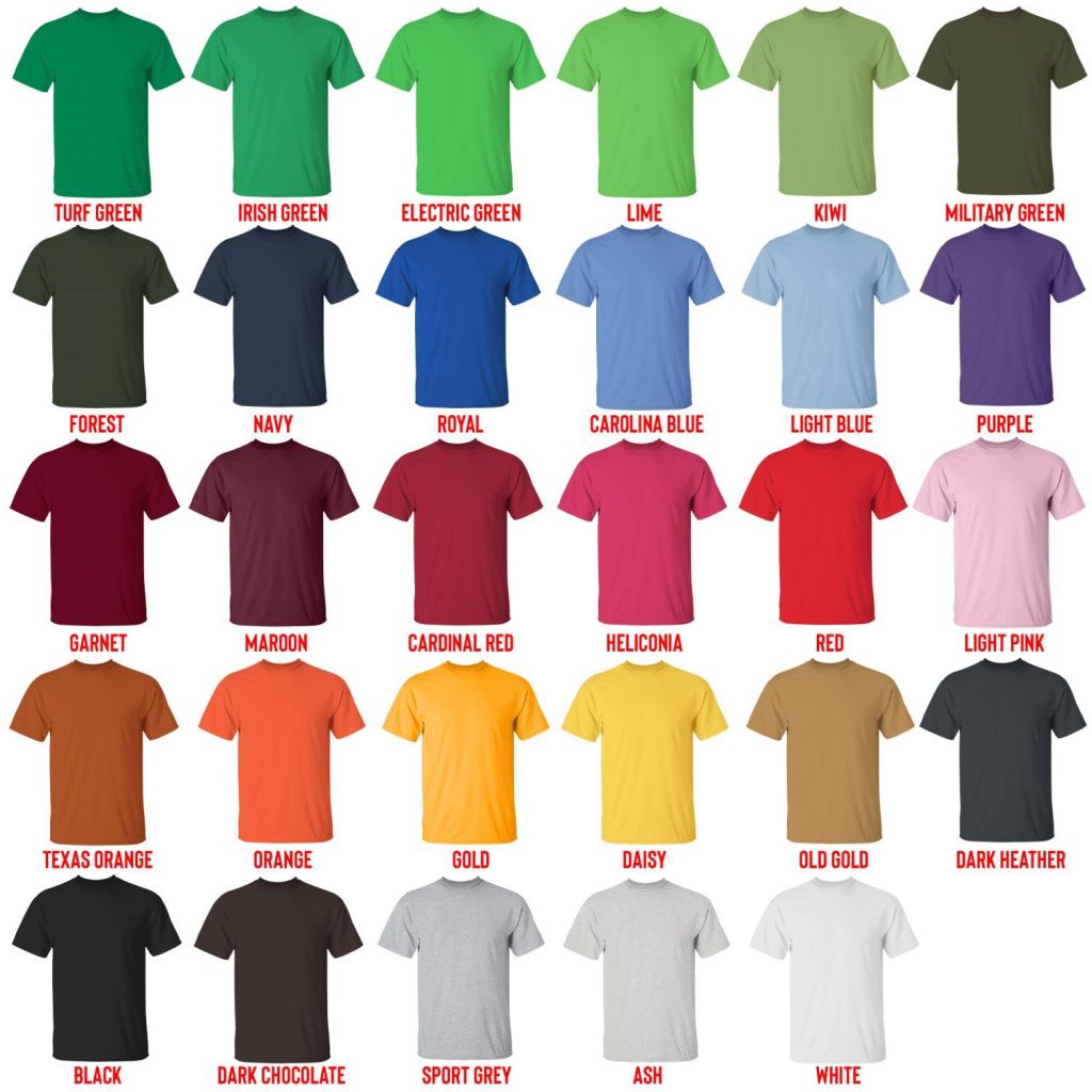 t shirt color chart 1 - Chainsaw Man Merchandise